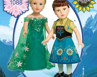 DOLL CLOTHES Sewing PATTERN | Sew Clothing for 18" Inch Doll | Fits American Girl | Frozen Fever Elsa Anna Princess Halloween Costume |0365