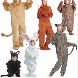 COSTUME SEWING PATTERN | Sew Kids & Adults Halloween Outfit | Cat Bunny Rabbit Lion Kangaroo Teddy Bear | Boys Girls Size 3 4 5 6 7 8 | 9840