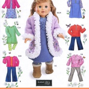 DOLL CLOTHES Sewing PATTERN | Make Clothing for 18" Inch Doll | Fits American Girl | Boots Coat Cardigan Bell Bottoms Pants Jumper | 4786