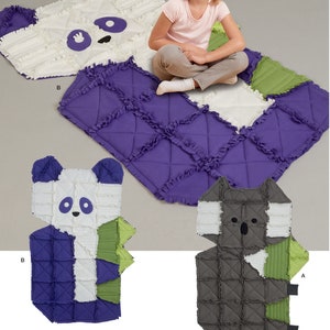 Patrón de costura para colcha de trapo / Manta para bebé / Panda con koala / Idea de regalo casera / Acolchado fácil para niños y niñas / 11192