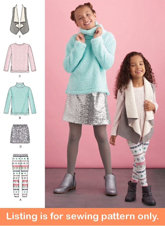 Buy Sale GIRLS SEWING PATTERN Sew Fall Clothes Clothing Turtleneck Shirt  Leggings Skirt Vest Easy Size 3 4 5 6 7 8 10 12 14 Teen 8807 Online in  India 