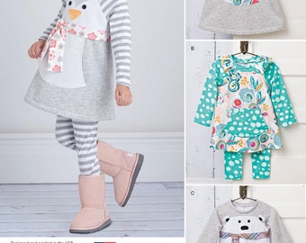 NIÑAS PATRÓN DE COSTURA / Hacer ropa de otoño invierno / Little Kid Toddler Baby Child Clothing / Polar Bear Penguin Dress Tunic Shirt Leggings 8270