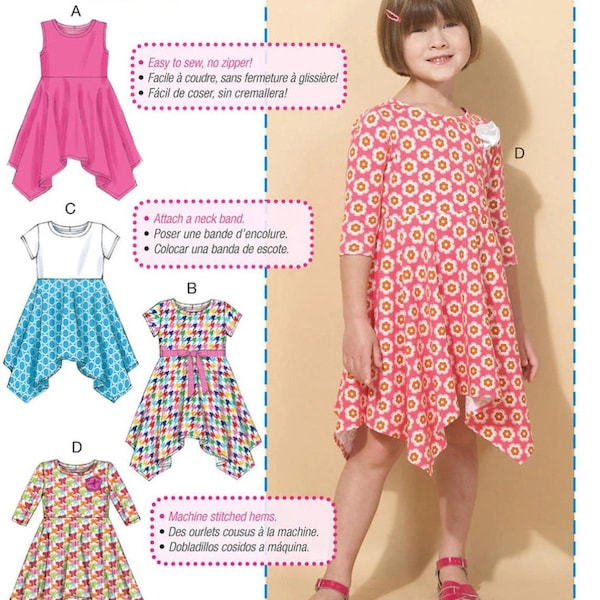 EASY SEWING PATTERN | Make Girls Clothes | Simple Kids Clothing Handkerchief Dress | Child Size 2 3 4 5 6 7 8 | Outfit For Children 7309