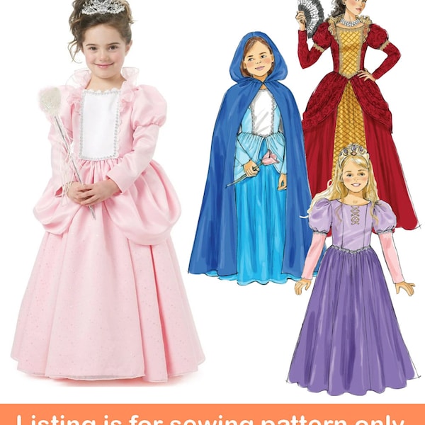 COSTUME SEWING PATTERN |Make Halloween Carnival Dress | Girl Medieval Princess Queen Cloak Cape | Child Size 3 4 5 6 7 8 | Kid Children 6420