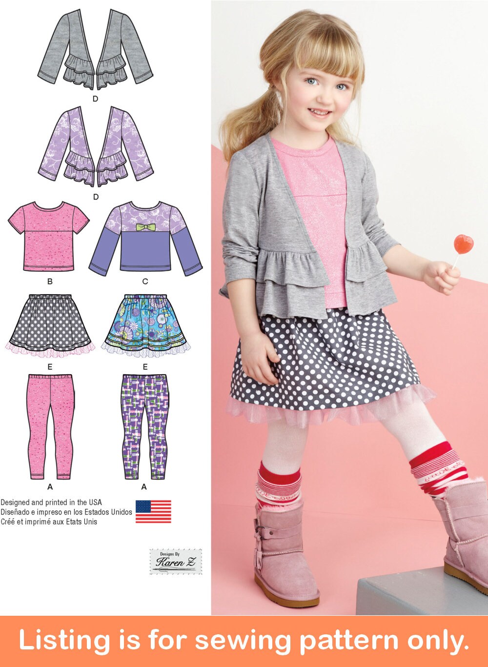 Make Fall Clothes Outfit 8027 Kids Clothing Jacket Shirt Vest Skirt Leggings Child Size 3 4 5 6 7 8 10 12 14 GIRLS SEWING PATTERN