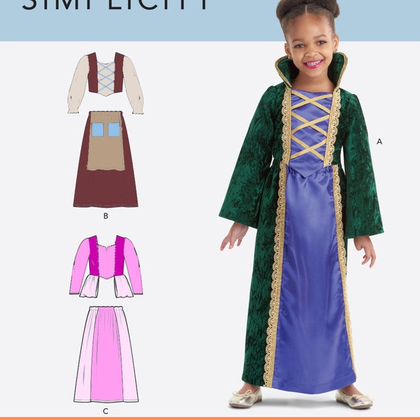 COSTUME SEWING PATTERN | Sew Girls Halloween Carnival Outfit | Princess Queen Medieval Renaissance Peasant | Child Size 3 4 5 6 7 8 | 10652