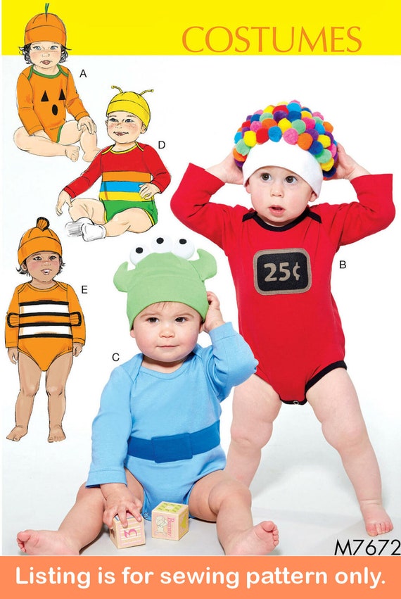KOSTUUM NAAIPATROON Maak Halloween Carnaval Outfit Baby Baby Meisjes Jongens Pompoen Bug Alien Fish Insect Maat Newborn xl 7672 Etsy Belgie