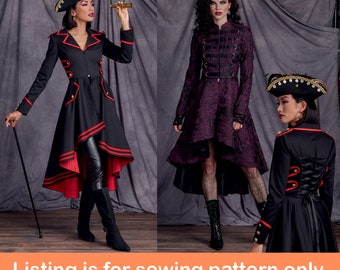 COSTUME SEWING PATTERN | Sew Womens Misses Halloween Outfit | Coat Dress Jacket Steampunk Pirate | Size 6 8 10 12 14 16 18 20 22 Plus 9086