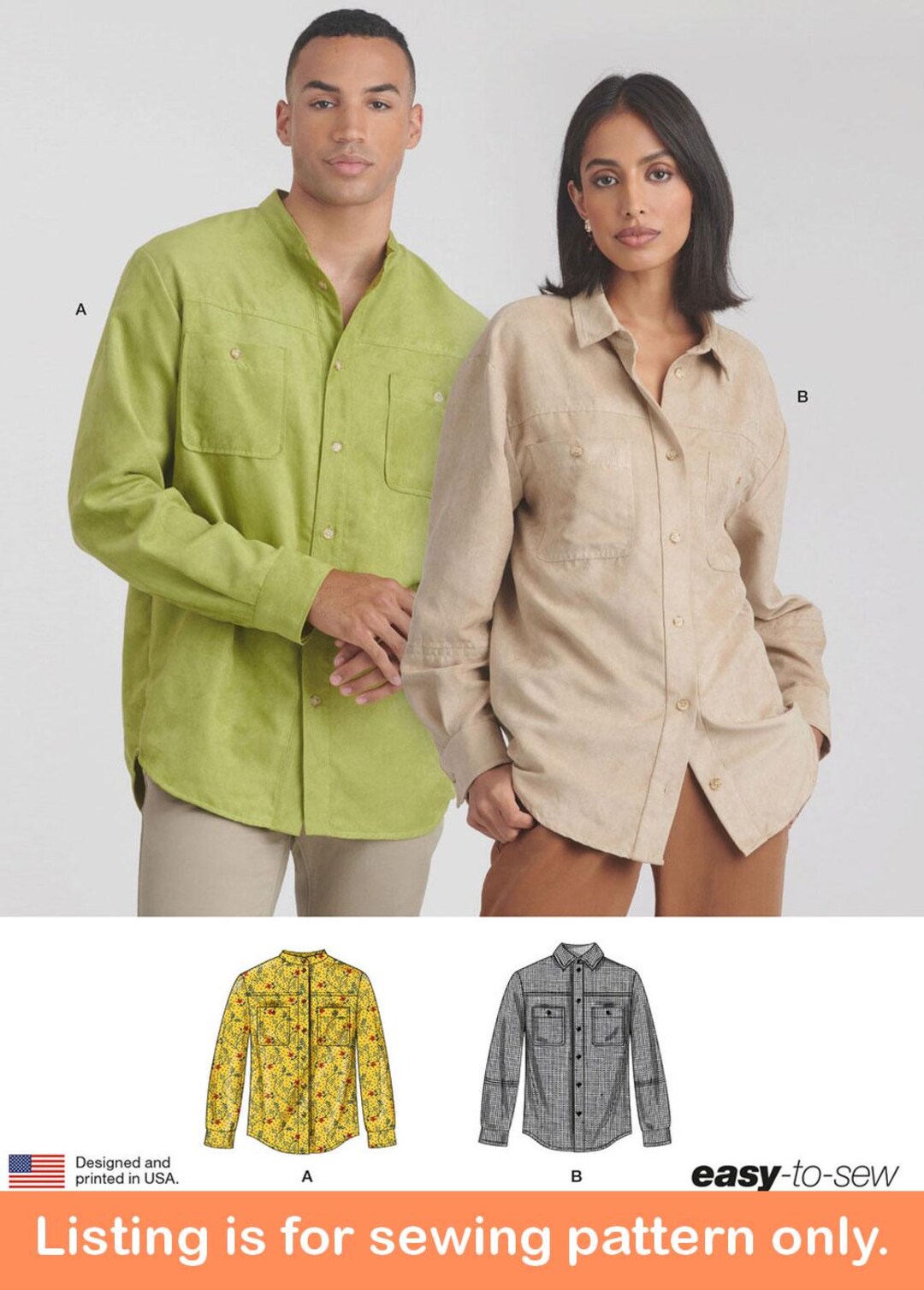 SHIRT SEWING PATTERN | Sew Womens Mens Clothes Clothing | Button-down ...