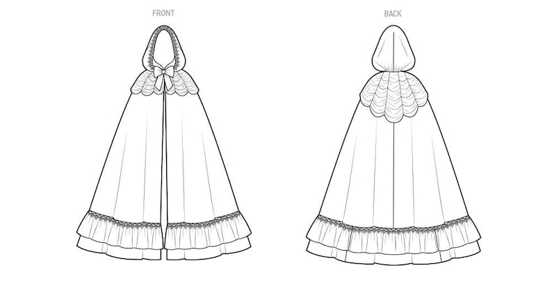 COSTUME SEWING PATTERN | Sew Women Halloween Cape | Cloak Hood Medieval ...