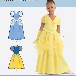 COSTUME SEWING PATTERN | Sew Girls Halloween Carnival Outfit Dress | Princess Snow White Belle Cinderella | Size 3 4 5 6 7 8 10 12 14 9168