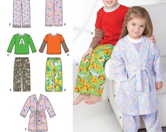 PAJAMAS SEWING PATTERN | Make Boys Girls Clothes | Kids Toddler Clothing Long PJs Robe Bathrobe | Size 1 2 3 4 5 6 7 8 | For Children | 1573