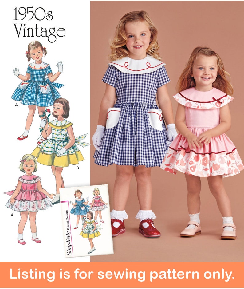 Vintage Style Children’s Clothing: Girls, Boys, Baby, Toddler     Vintage Style DRESS SEWING PATTERN |Make Girls Clothes | Toddler Clothing 50s Fifties 40s Forties Child Size 1/2 1 2 3 4 5 6 7 8 Outfit 8062  AT vintagedancer.com