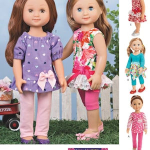 DOLL CLOTHES Sewing PATTERN | Make Clothing for 14&quot; Doll | Fits Wellie Wishers Hearts 4 for Hearts | Shirt Pants Shorts Skirt Dress | 8574