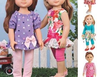 DOLL CLOTHES Sewing PATTERN | Make Clothing for 14" Doll | Fits Wellie Wishers Hearts 4 for Hearts | Shirt Pants Shorts Skirt Dress | 8574