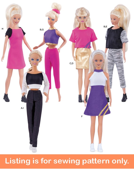 PATRON de costura de ROPA DE MUNECA Hacer ropa para muneca de moda de 11 1 2 Se adapta a Barbie Camiseta de ropa deportiva Vestido de camiseta Ropa deportiva Leggings 9034 Etsy Mexico