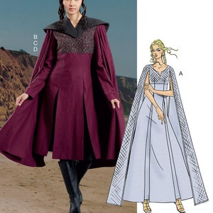 COSTUME SEWING PATTERN | Sew Womens Halloween Carnival Outfit | Fantasy Cape Dress Archer Dune | Size 6 8 10 12 14 16 18 20 22 Plus 7854