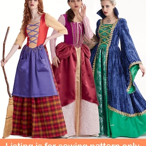 COSTUME SEWING PATTERN | Sew Womens Halloween Dress | Medieval Renaissance Witch Queen Princess | Size 6 8 10 12 14 16 18 20 22 Plus | 9166