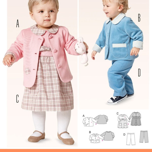 BABY SEWING PATTERN | Make Boys Girls Clothes | Infant Clothing Jacket Pants Dress | Size 3 6 9 12 18 24 Months | Outfit For Babies | 9422