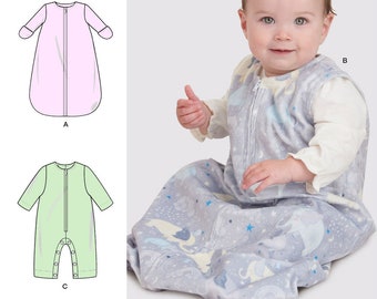 冬用裁縫パターン | ベビー服・幼児服の縫製 | バンティングスリーパージャンプスーツ・スリープサック | 未熟児サイズ 3 6 9 12 15 18ヶ月 | 9242