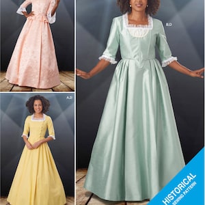 REVOLUTIONARY WAR Sewing PATTERN | Sew Women Costume Halloween Hamilton Dress | Colonial Top Skirt | Size 6 8 10 12 14 16 18 20 22 Plus 9251