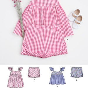 BABY SEWING PATTERN | Sew Girls Clothes Infant Clothing | Dress Sundress Tank Top Shorts | Size Preemie 3 6 12 Months | Easter Outfit 9317