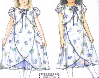 DRESS SEWING PATTERN | Make Matching Girls 18" Doll Clothes Clothing | Flower Girl Easter Spring | Size 3 4 5 6 | Fits American Girl 7001