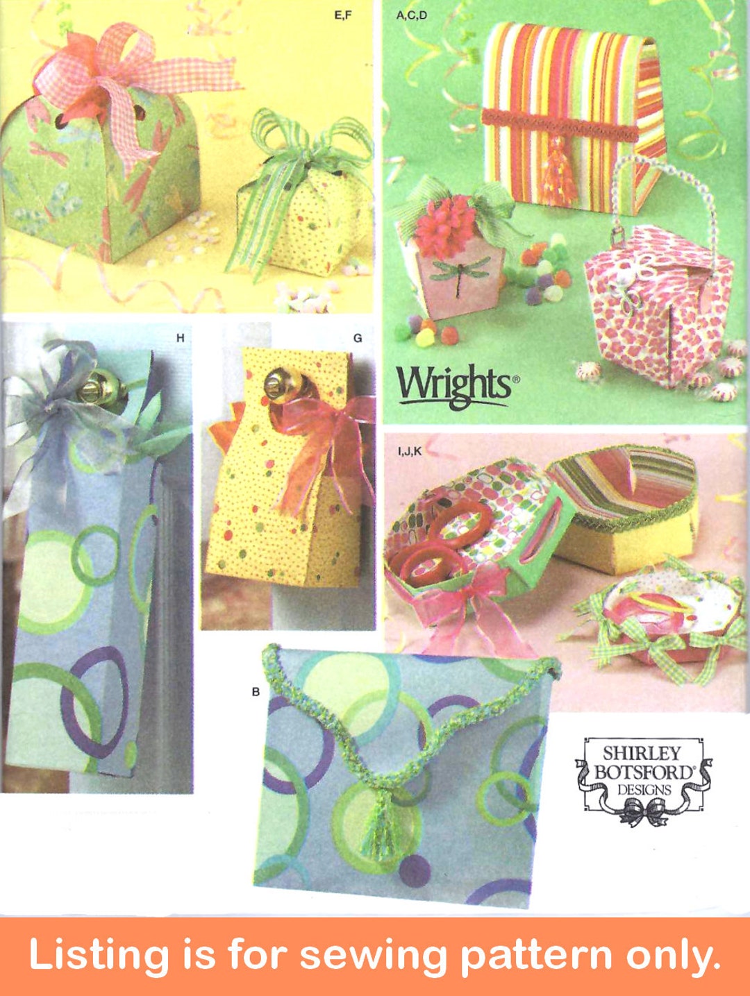 GIFT BOX Sewing PATTERN Sew Gift Bags for Presents Birthday Christmas ...