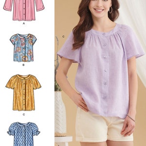 BOVENSTE NAAIPATROON | Naai dameskleding kleding | Shirt met korte mouw | Maat 8 10 12 14 16 18 20 22 24 26 Plus | Eenvoudig Eenvoudig 9782