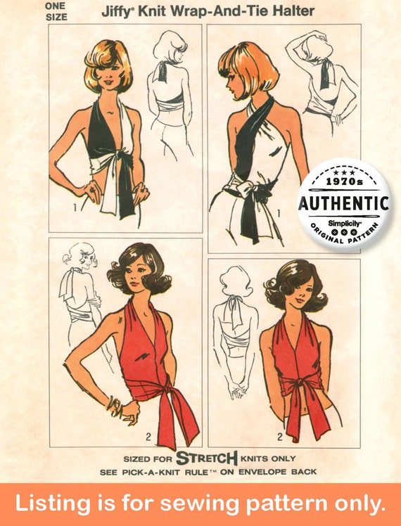 TOP SEWING PATTERN | Sew Women Clothes Clothing | Wrap Tie Crop Top Shirt Retro 70s 1970s Vintage | Size Fits Most | Easy Simple Jiffy 5555