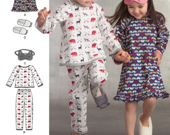 Sale!! LOUNGEWEAR SEWING PATTERN | Make Boys Girls Clothes | Clothing Pajamas Nightgown Slippers Sleep Mask | Child Size 3 4 5 6 7 8 | 8806