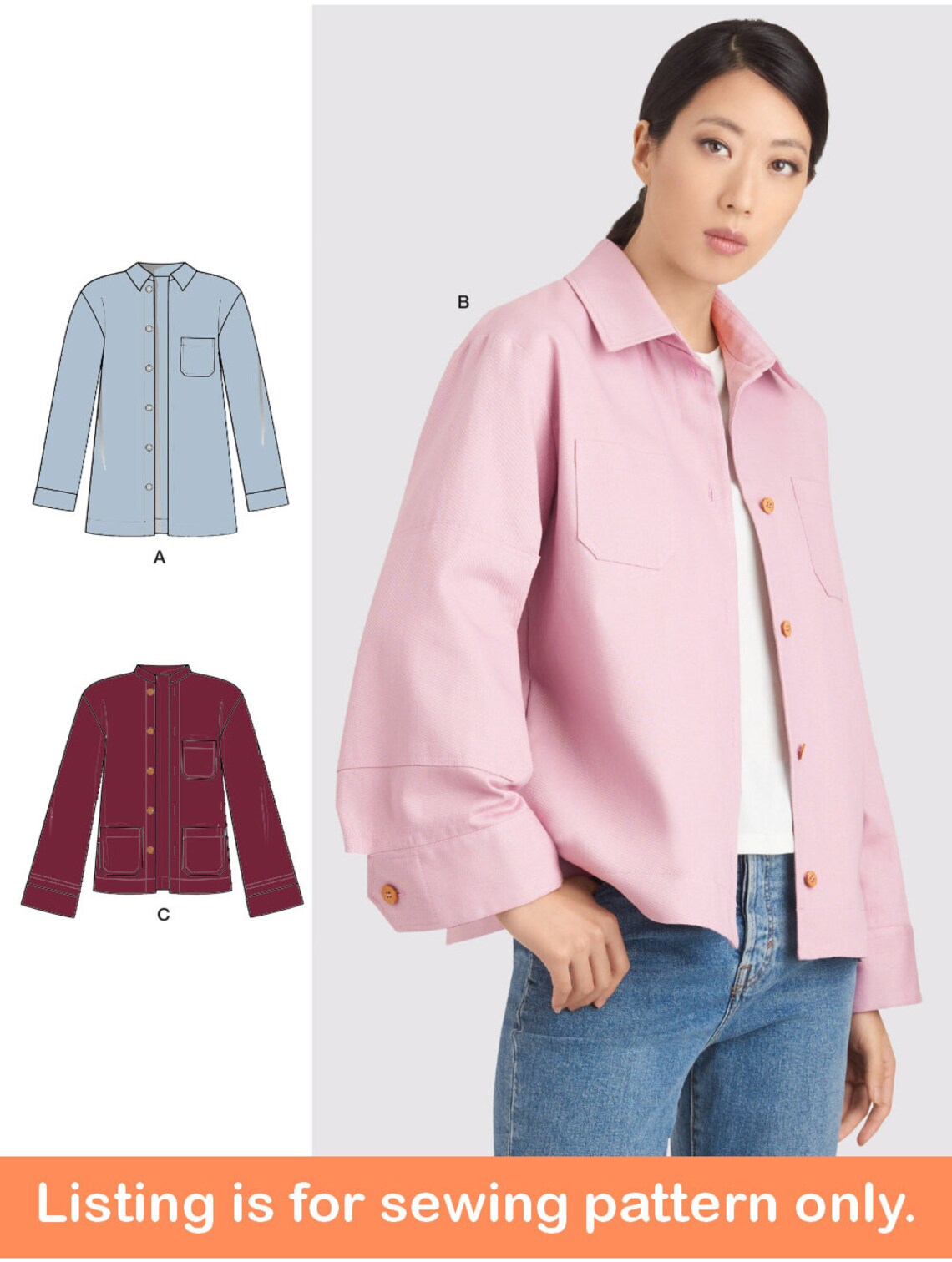 SHIRT-JACKET Sewing PATTERN Sew Womens Misses Clothes - Etsy