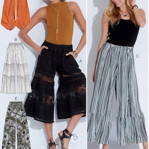 PANTS SEWING PATTERN | Sew Womens Misses Clothes Clothing | Boho Retro Harem Palazzo Beach | Size 4 6 8 10 12 14 16 18 20 22 24 26 Plus 7576