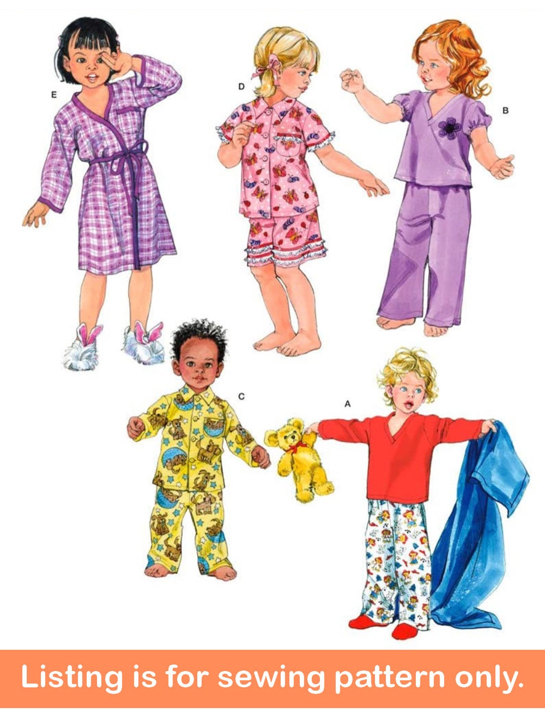 Sale PAJAMAS SEWING PATTERN Make Boys Girls Clothes Little Kids Toddler