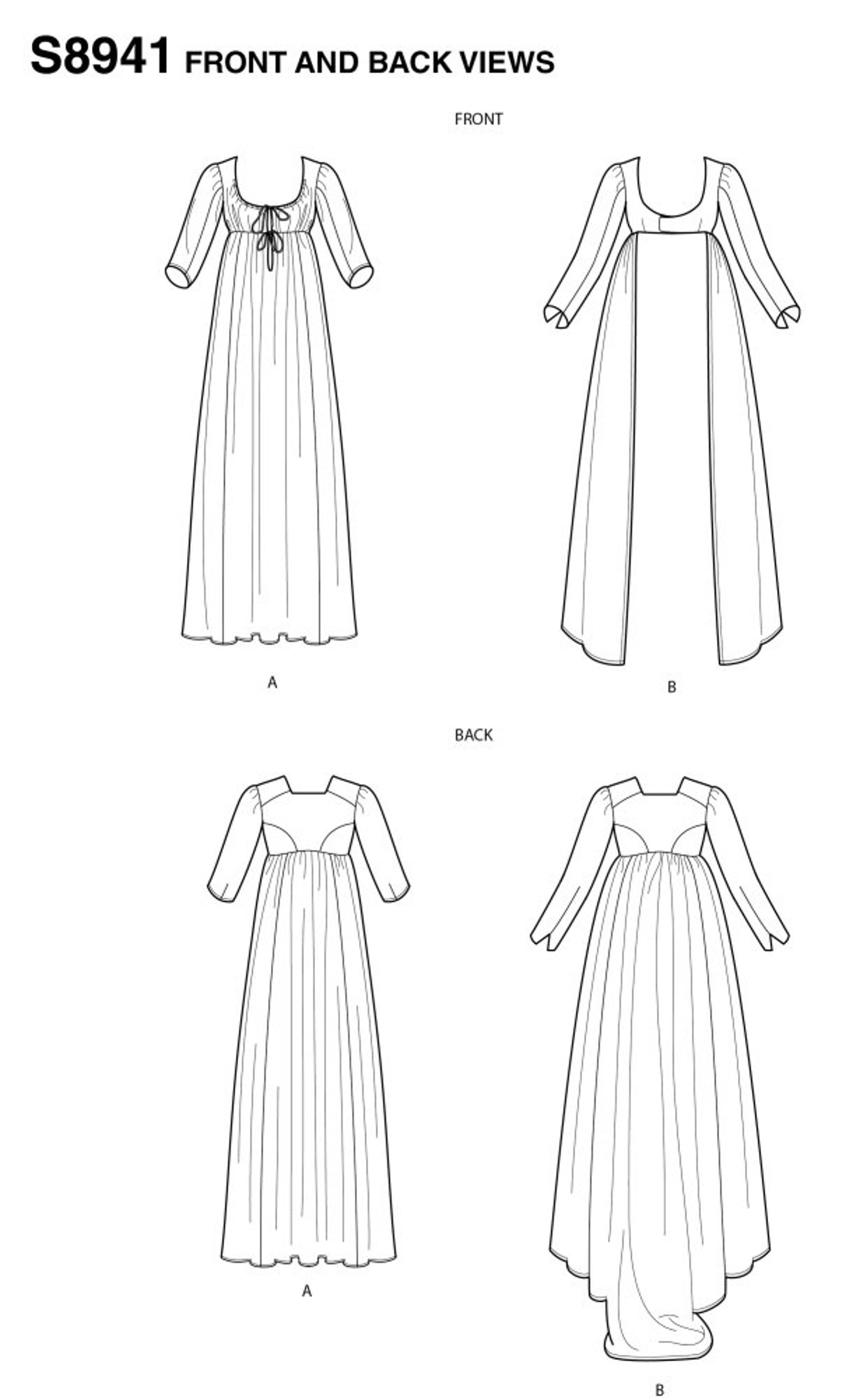 Regency Open Robe Pattern REGENCY SEWING PATTERN | Sew Women Costume Halloween Outfit | Dress ...