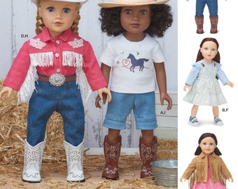 Sale!! DOLL CLOTHES Sewing PATTERN | Sew Clothing for 18" Inch Doll | Fits American Girl | Cowboy Cowgirl Outfit Western Country Shirt 9728