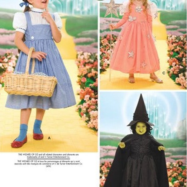 COSTUME SEWING PATTERN |Make Halloween Carnival Outfit | Girls Wizard of Oz Dorothy Glinda Wicked Witch | Child Size 3 4 5 6 7 8 | Kids 4139