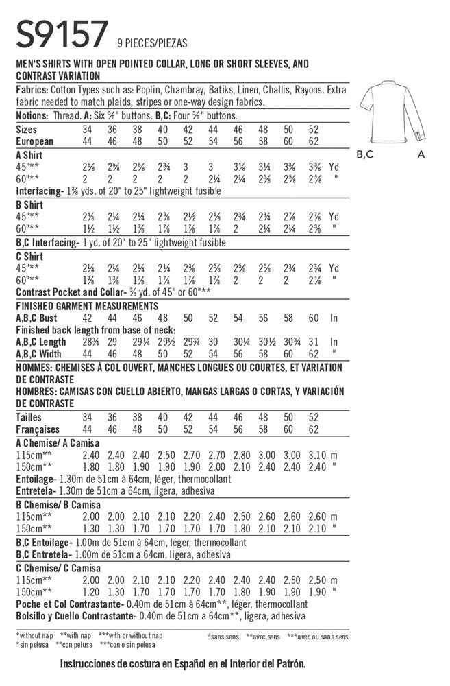 SHIRT SEWING PATTERN | Sew Men Clothes Clothing | Button Down Casual ...