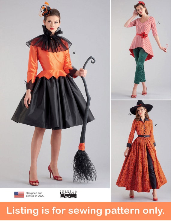 COSTUME SEWING PATTERN Sew Women Halloween Carnival Outfit Witch Retro 60s 70s Outfit Dress Belt Size 6 8 10 12 14 16 18 20 22 24 9632 Etsy