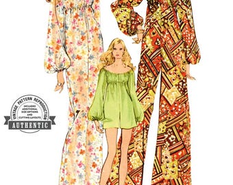 JUMPSUIT SEWING PATTERN | Sew Womens Clothes Clothing | Retro 70s 1970s Long Short Mini Romper | Size 8 10 12 14 16 18 20 21 22 Plus | 2041