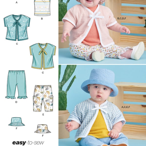 BABY SEWING PATTERN | Sew Boy Girl Clothes Infant Clothing | Tee T-Shirt Cargo Pants Hats Jacket | Size Newborn 3 6 9 12 18 24 Months 11519