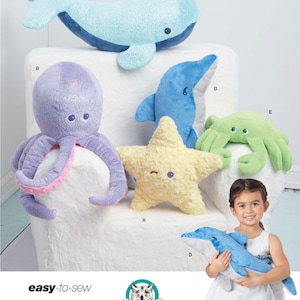 MODELLO DA CUCIRE ANIMALE IMBOTTITO / Cuci morbido tessuto peluche giocattolo / Stella marina Polpo Narvalo Granchio Delfino / Bambino Bambini Ragazze Ragazzi Idea regalo / 9570