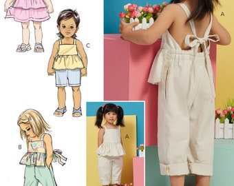 GIRLS SEWING PATTERN | Sew Toddler Clothes Clothing | Long Short Overalls Dress Sundress Playsuit | Child Size 1/2 1 2 3 4 Summer Easy 6936