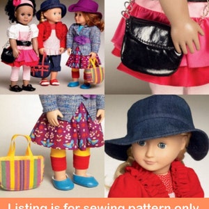 PUPPENKLEIDUNG Schnittmuster | Bekleidung für 18" Zoll Puppe | Passend für American Girl | Geldbeutel Tasche Hut Leggings Gürtel Schuhe Stirnband Hose | 6764