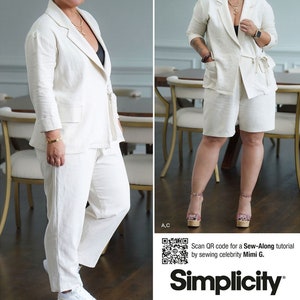 SUIT SEWING PATTERN | Sew Women Clothes Clothing | Suit Jacket Coat Blazer Formal Pants Shorts | Size 8 10 12 14 16 18 20 22 24 26 Plus 9714