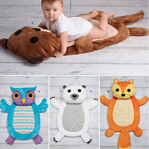 MODELLO DA cucito TAPPETO PER BAMBINI / Cuci tappetini per la pancia per neonati / Bambini Ragazze Ragazzi Neonati l Coperta con gufo orso volpe / Idea regalo per doccia fatta a mano / 9413