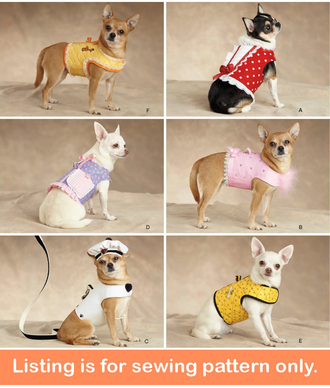 Sale PET SEWING PATTERN sew Dog Clothes Tea Cup Dog Clothing Outfit