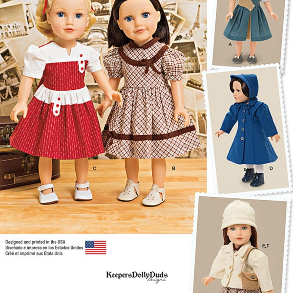 DOLL CLOTHES Sewing PATTERN | Make Clothing for 18" Inch Doll | Fits American Girl Kit Molly Nanea | Vintage 30s 40s Thirties Forties | 1245