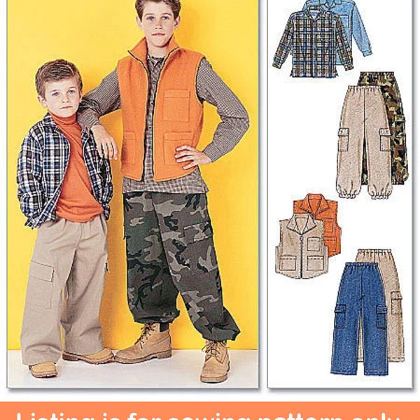 BOYS SEWING PATTERN | Make Fall Winter Clothes | Kids Clothing Fall Shirt Cargo Pants Vest | Child Size 3 4 5 6 7 8 10 12 14 15 16 | 6222