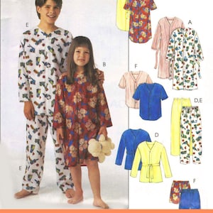 SLEEPWEAR SEWING PATTERN | Make Boys Girls Clothes Clothing | Pajamas Nightgown Long Short PJs Robe Bathrobe | Size 2 3 4 7 8 10 12 14 4276